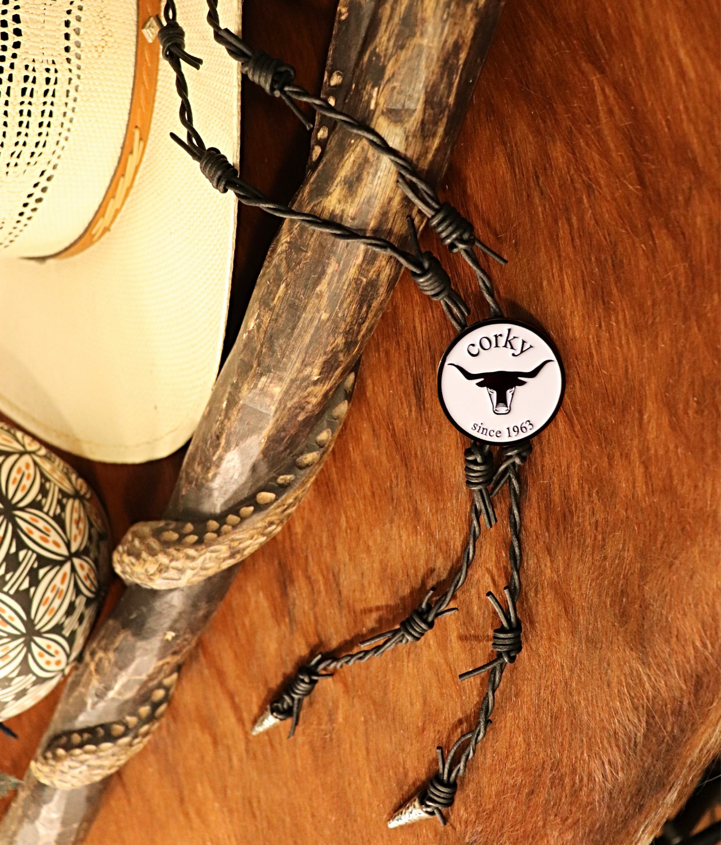 36 - 38β Black Leather Bolo Tie with Silver Tips