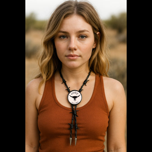 36 - 38” Black Leather Bolo Tie with Silver Tips
