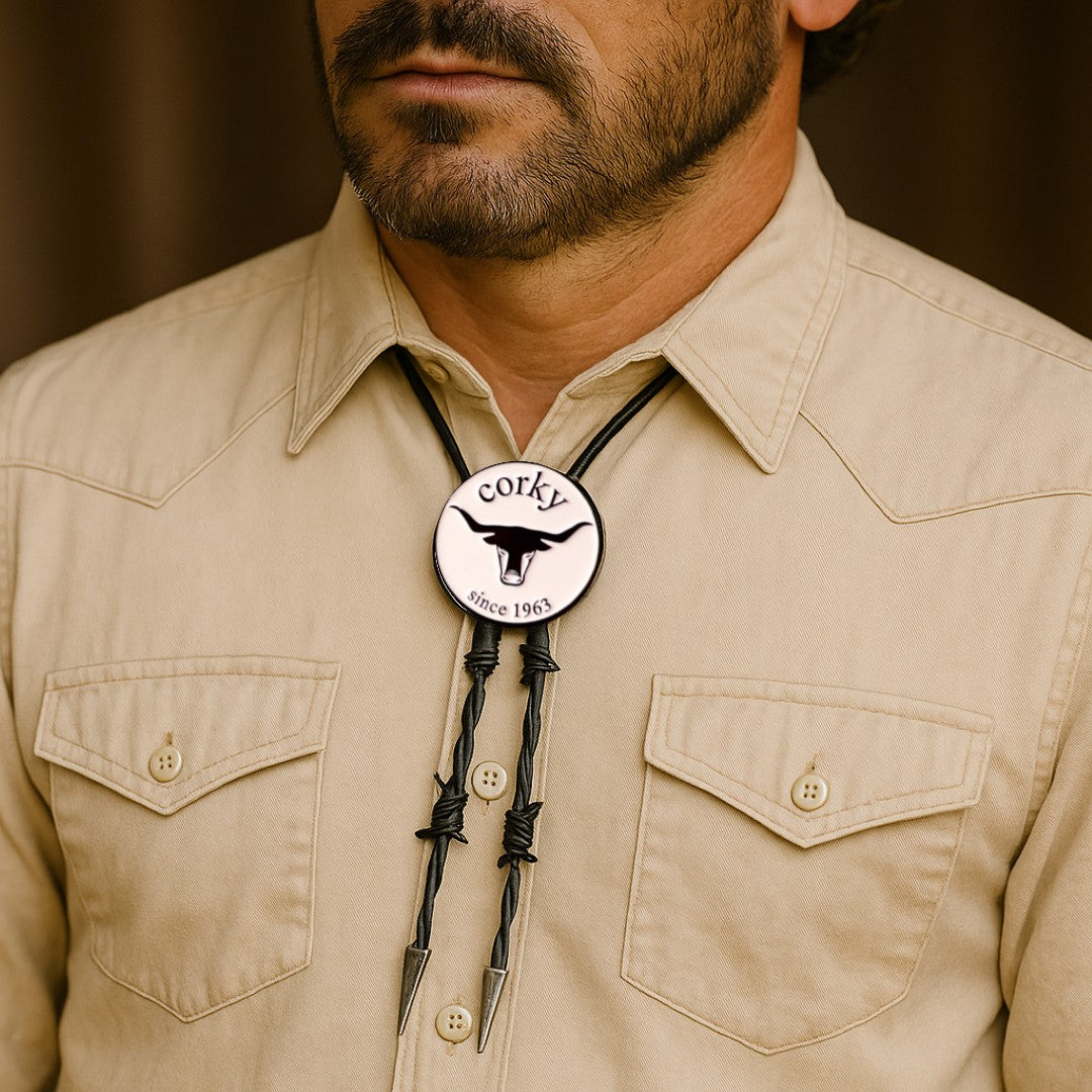 36 - 38” Black Leather Bolo Tie with Silver Tips