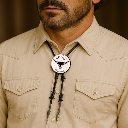 36 - 38” Black Leather Bolo Tie with Silver Tips